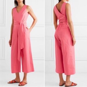 J. Crew Wrap Tie Pink Cropped Jumpsuit